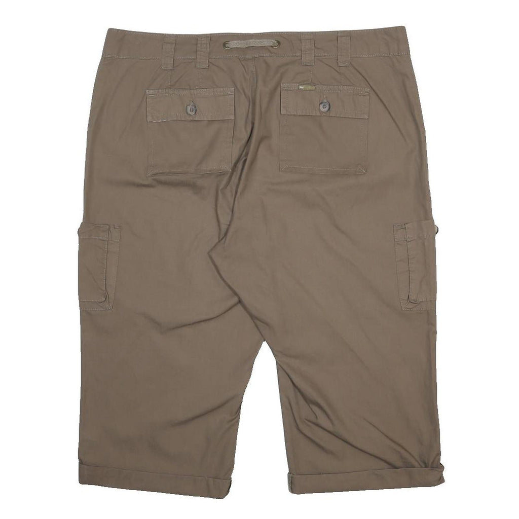 LEE Womens Cotton Beige Cargo Shorts 2XL W40 Casual Drawstring Waist