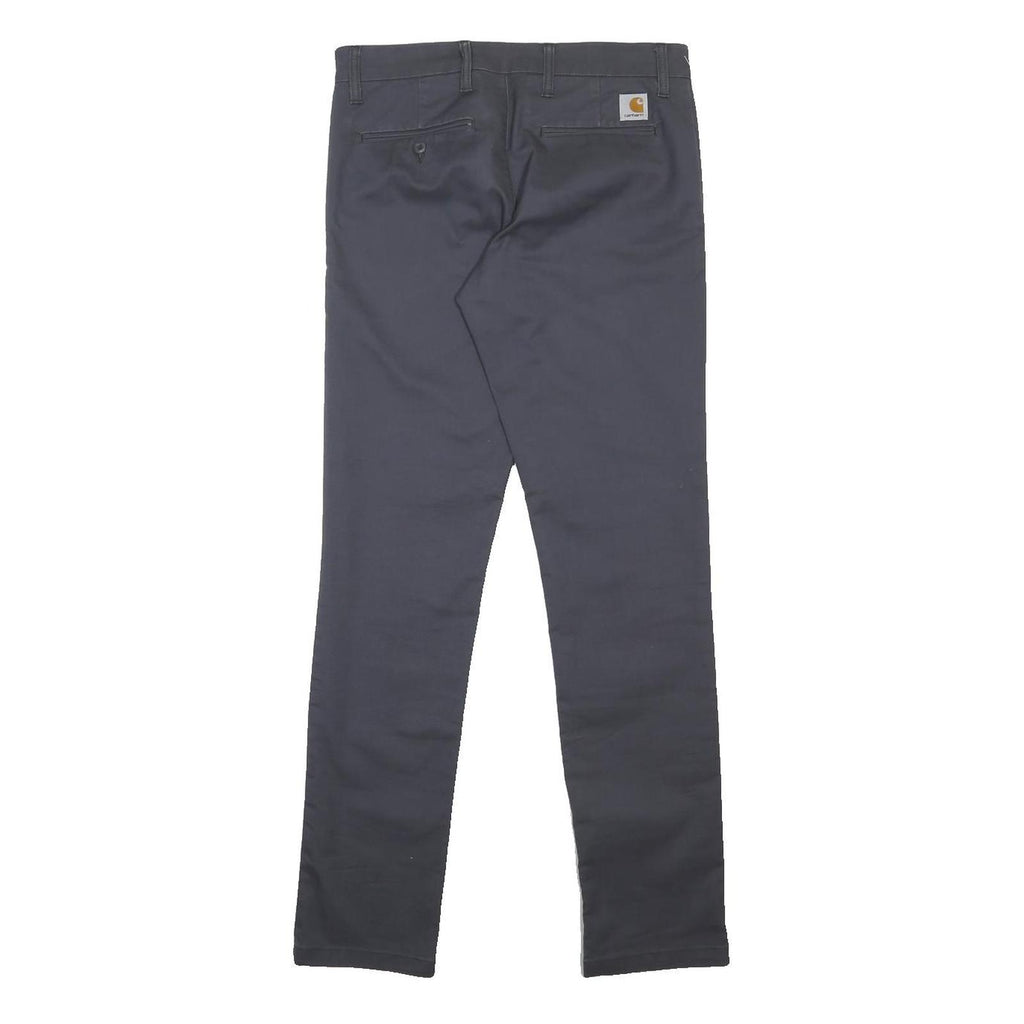 CARHARTT Mens Cotton Blend Navy Slim Straight Trousers W31 L34 Workwear Casual