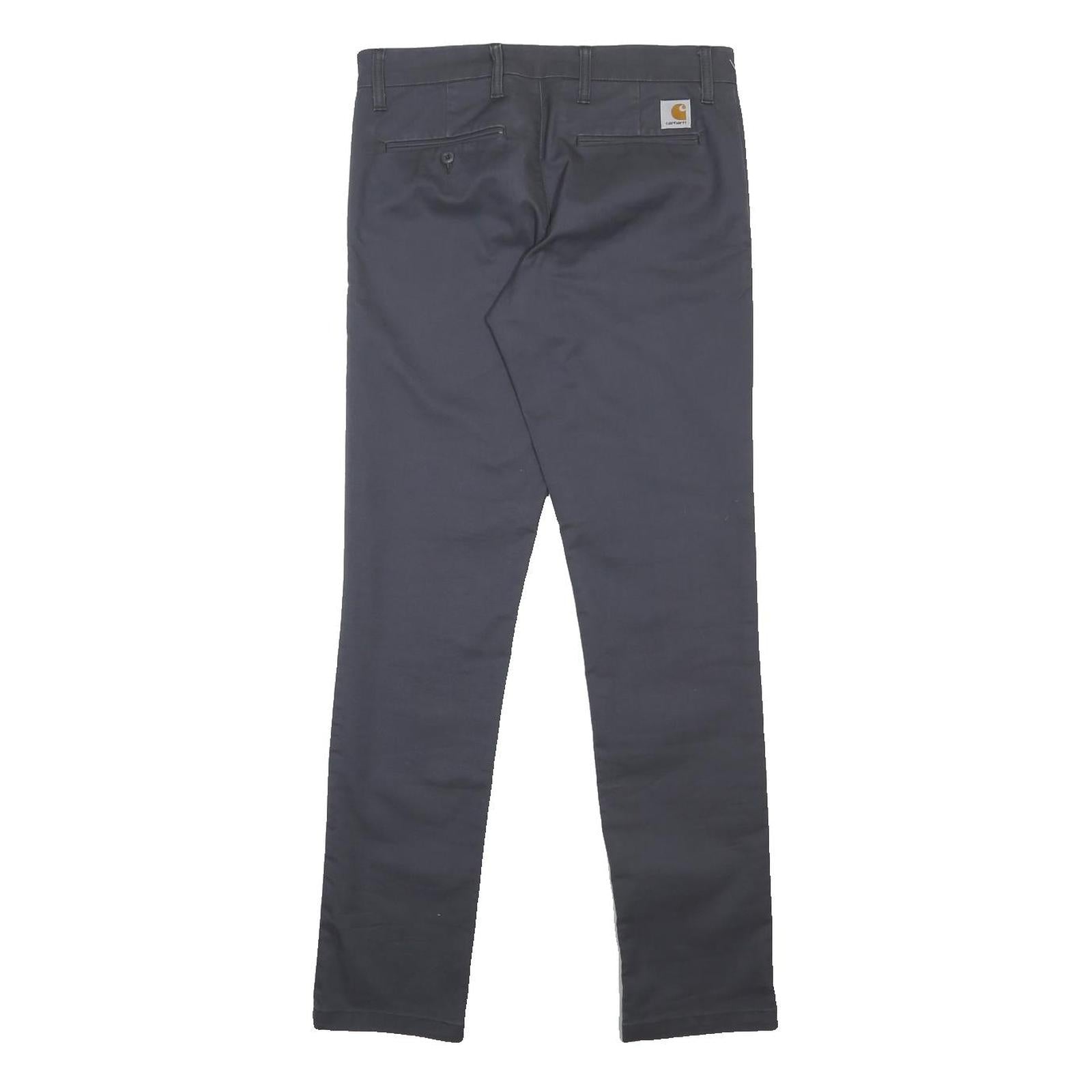 CARHARTT Mens Cotton Blend Navy Slim Straight Trousers W31 L34 Workwear Casual