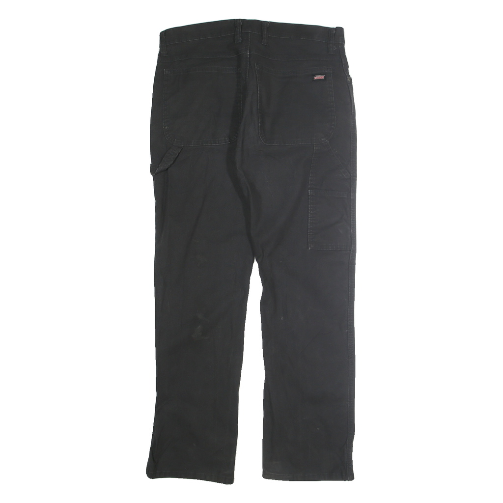 DICKIES Mens Cotton Blend Black Regular Fit Straight Leg Trousers W33 L32