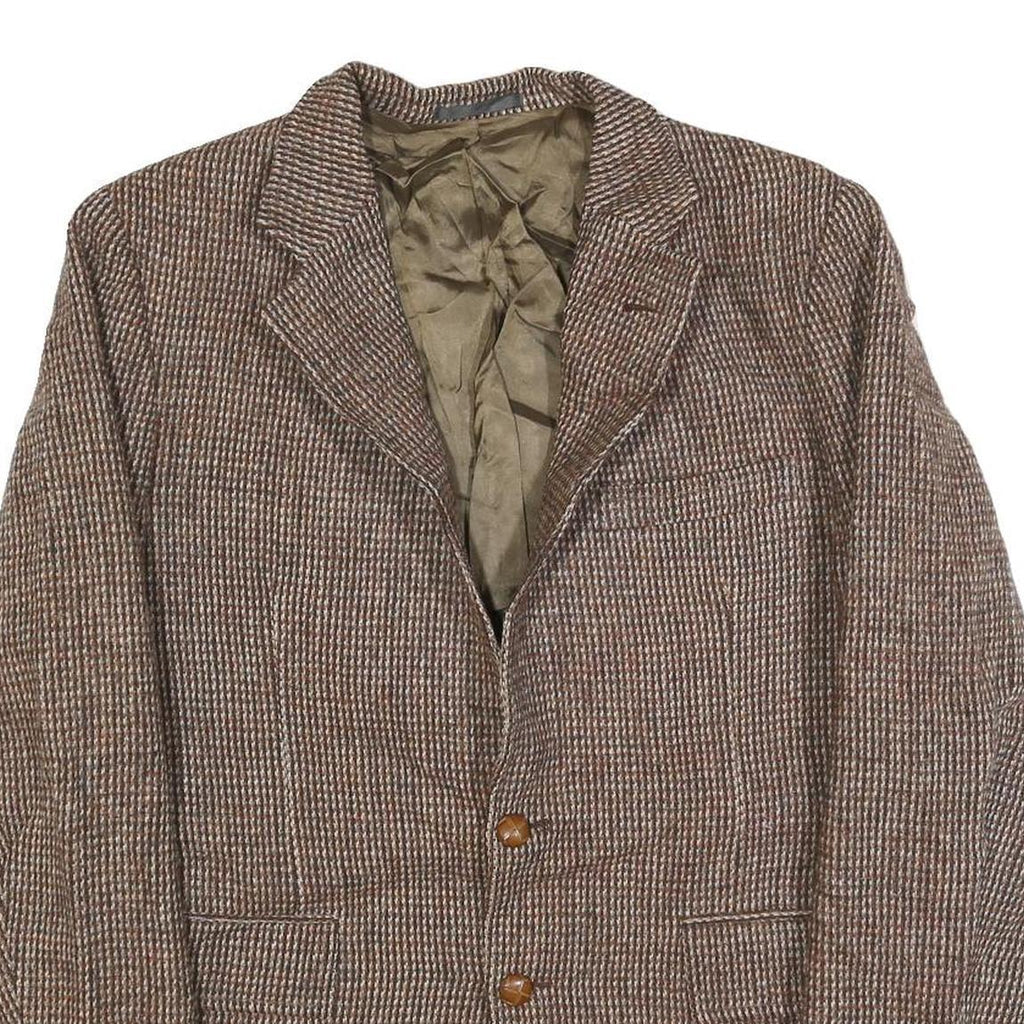 HARRIS TWEED Mens Brown Wool Tweed Classic Jacket M Woven Button Closure