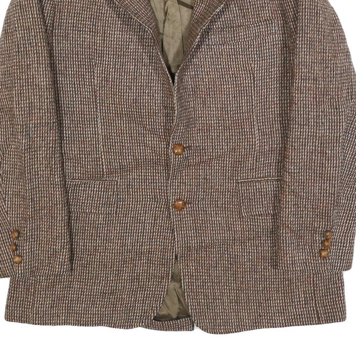 HARRIS TWEED Mens Brown Wool Tweed Classic Jacket M Woven Button Closure