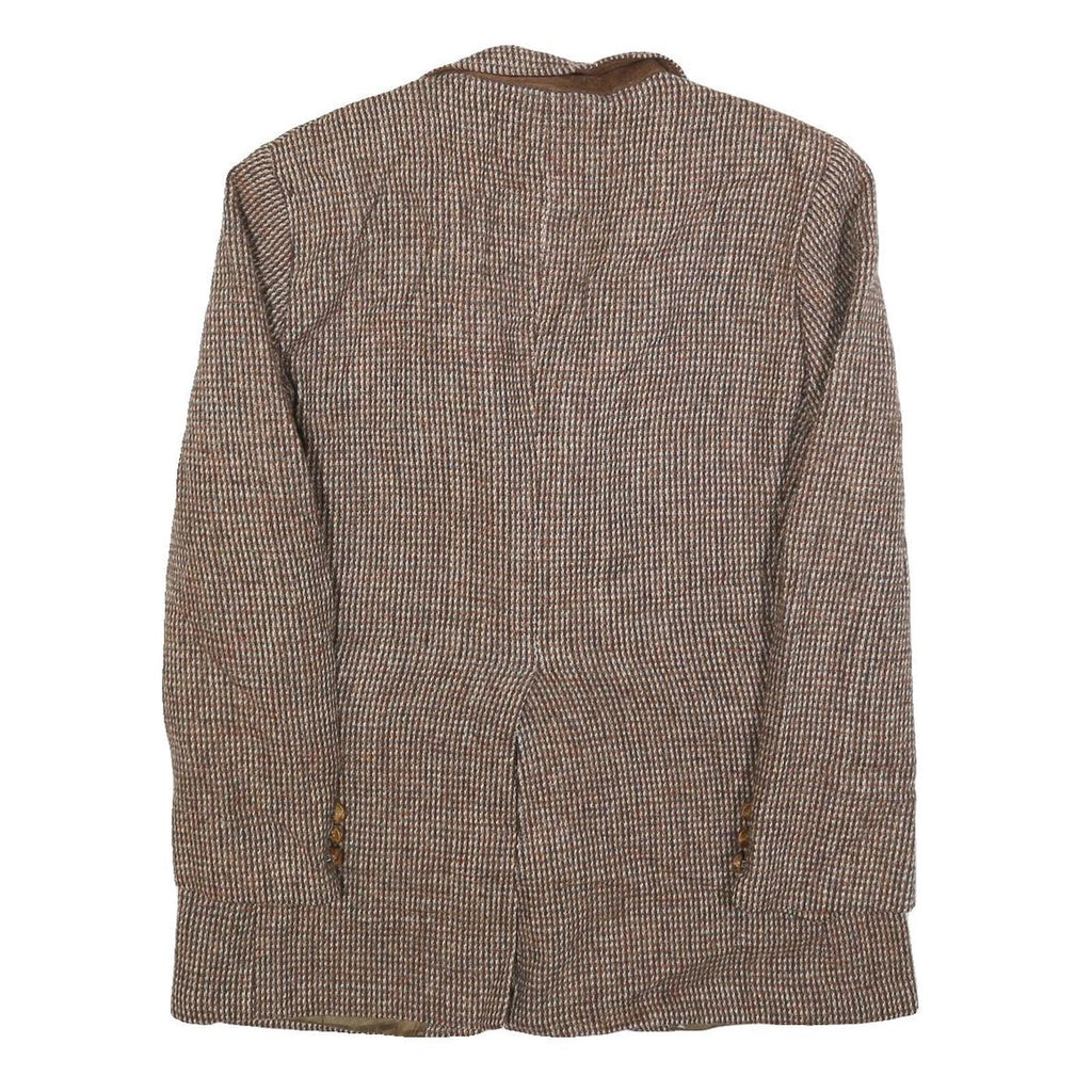 HARRIS TWEED Mens Brown Wool Tweed Classic Jacket M Woven Button Closure