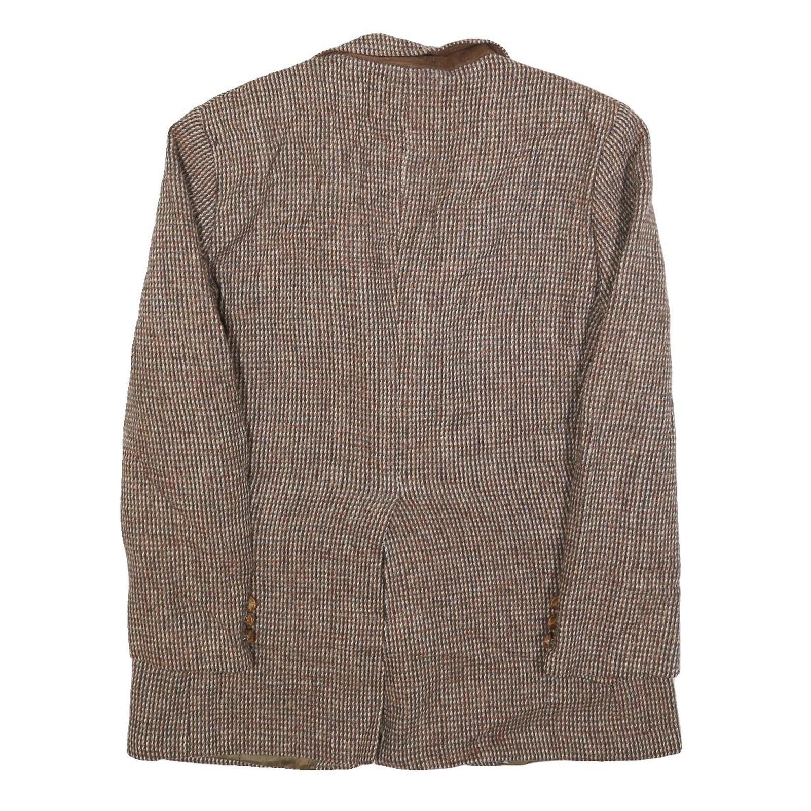 HARRIS TWEED Mens Brown Wool Tweed Classic Jacket M Woven Button Closure