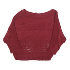 MADONNA Womens Maroon Patterned Jumper Boat Neck Chunky Knit S Stylish Comfort
