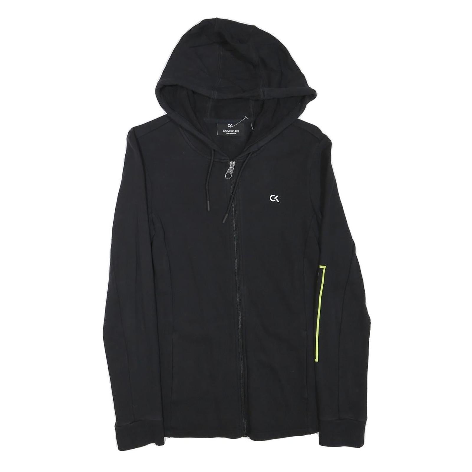 CALVIN KLEIN PERFORMANCE Womens Black Hoodie S Zip Up Lightweight Cotton Blend