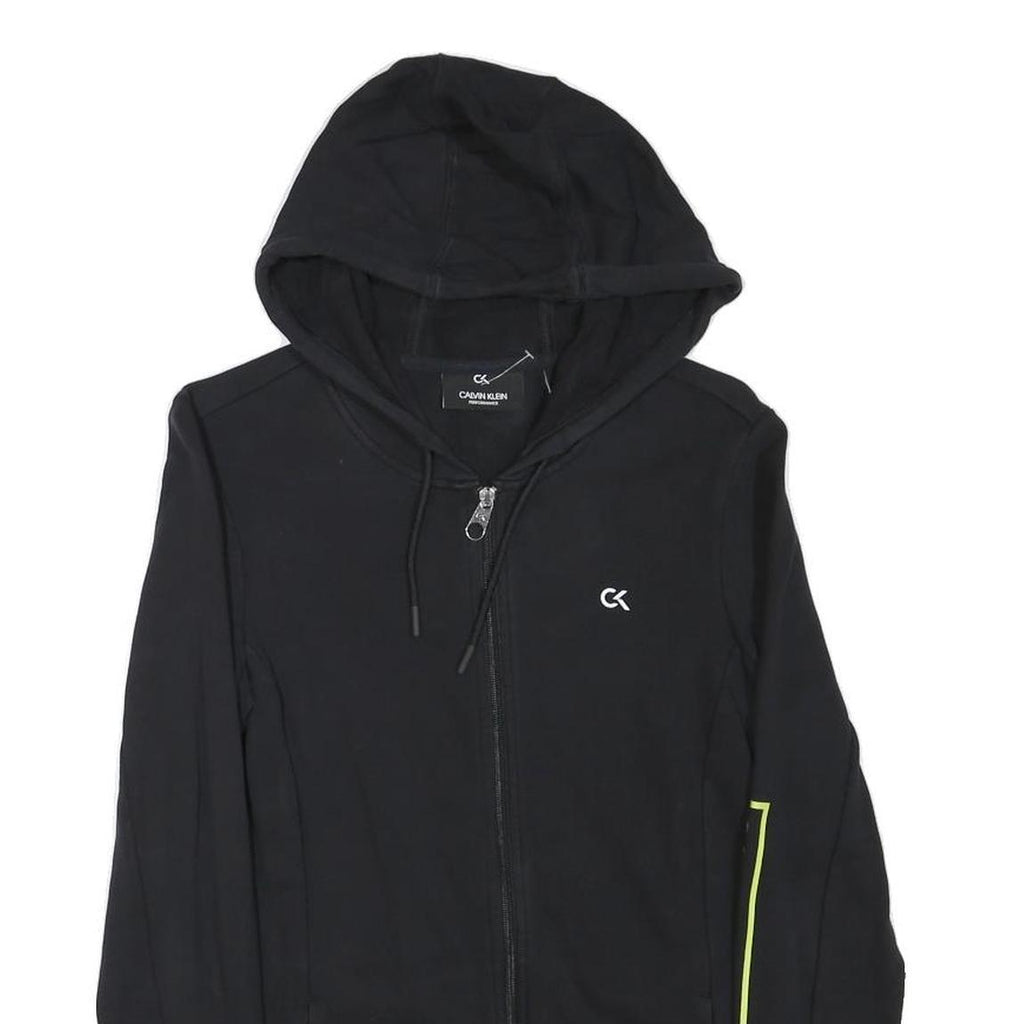 CALVIN KLEIN PERFORMANCE Womens Black Hoodie S Zip Up Lightweight Cotton Blend