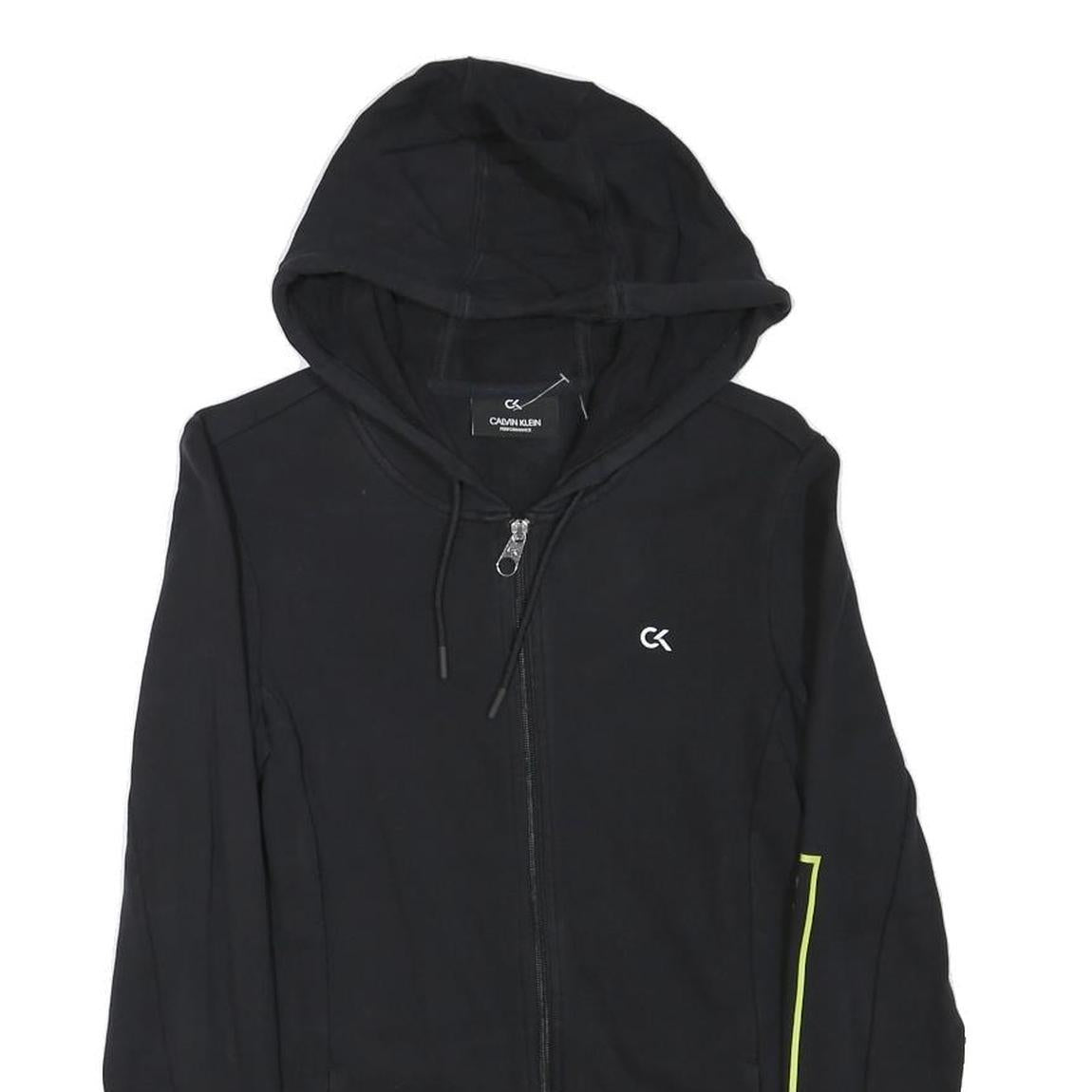 CALVIN KLEIN PERFORMANCE Womens Black Hoodie S Zip Up Lightweight Cotton Blend