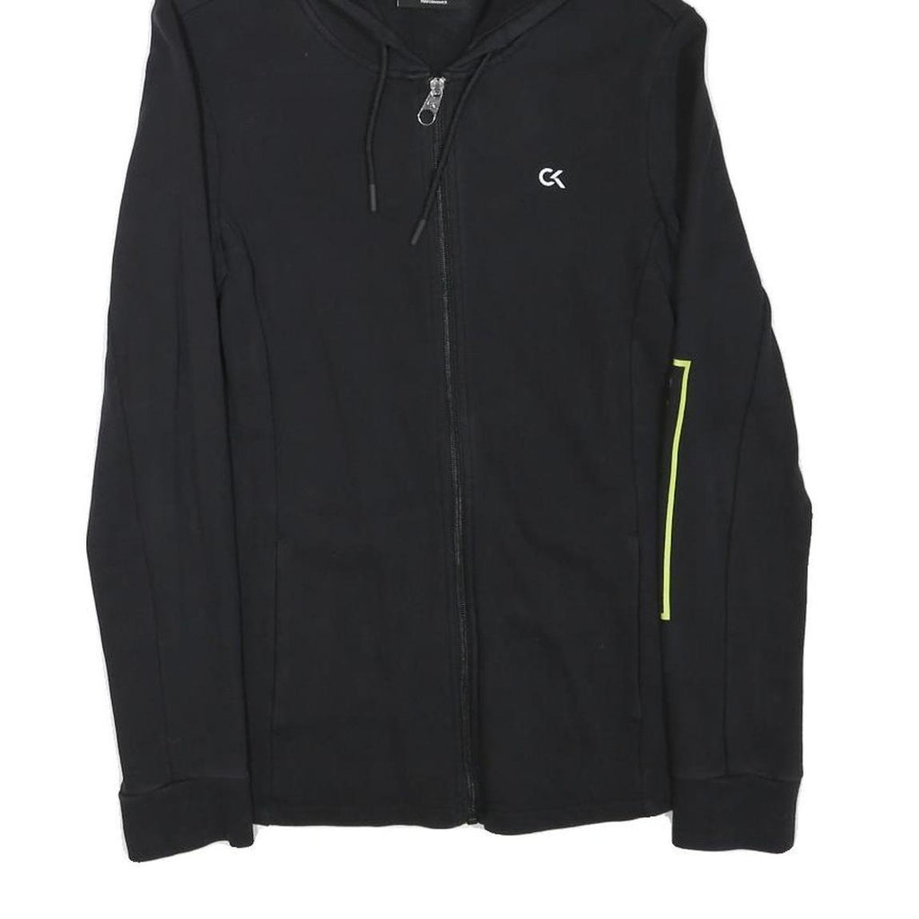 CALVIN KLEIN PERFORMANCE Womens Black Hoodie S Zip Up Lightweight Cotton Blend