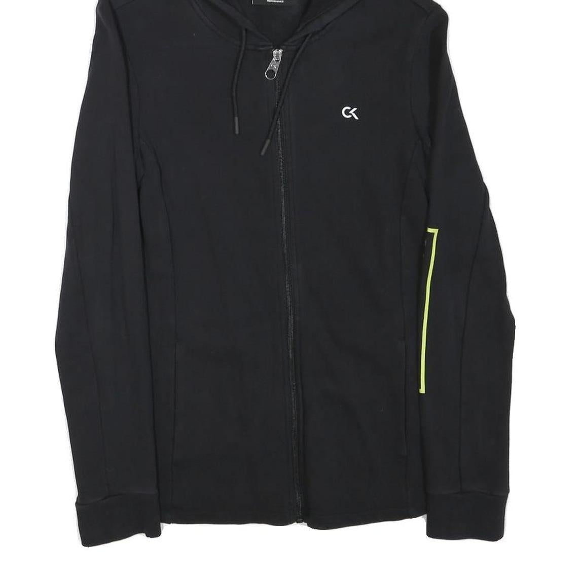 CALVIN KLEIN PERFORMANCE Womens Black Hoodie S Zip Up Lightweight Cotton Blend