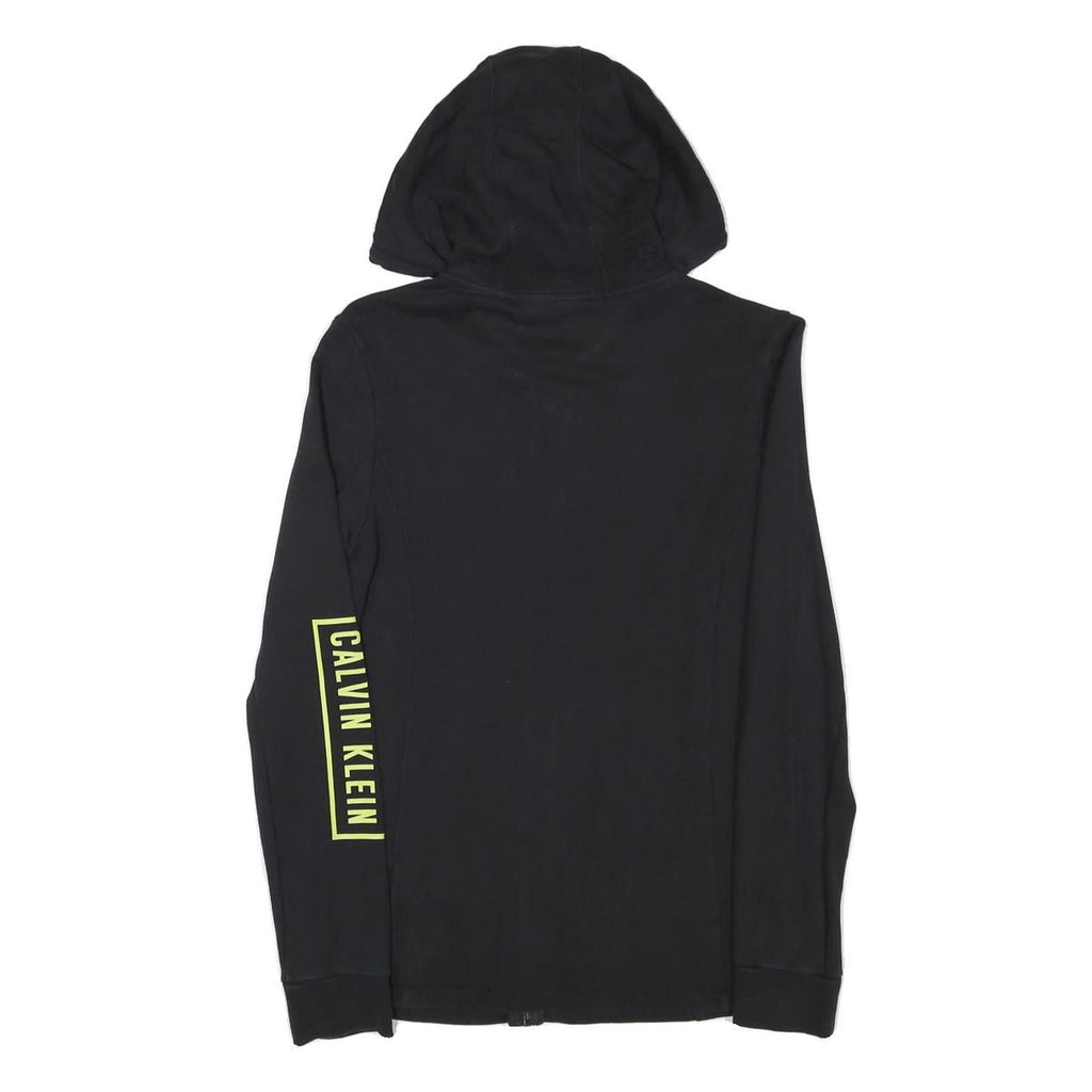 CALVIN KLEIN PERFORMANCE Womens Black Hoodie S Zip Up Lightweight Cotton Blend