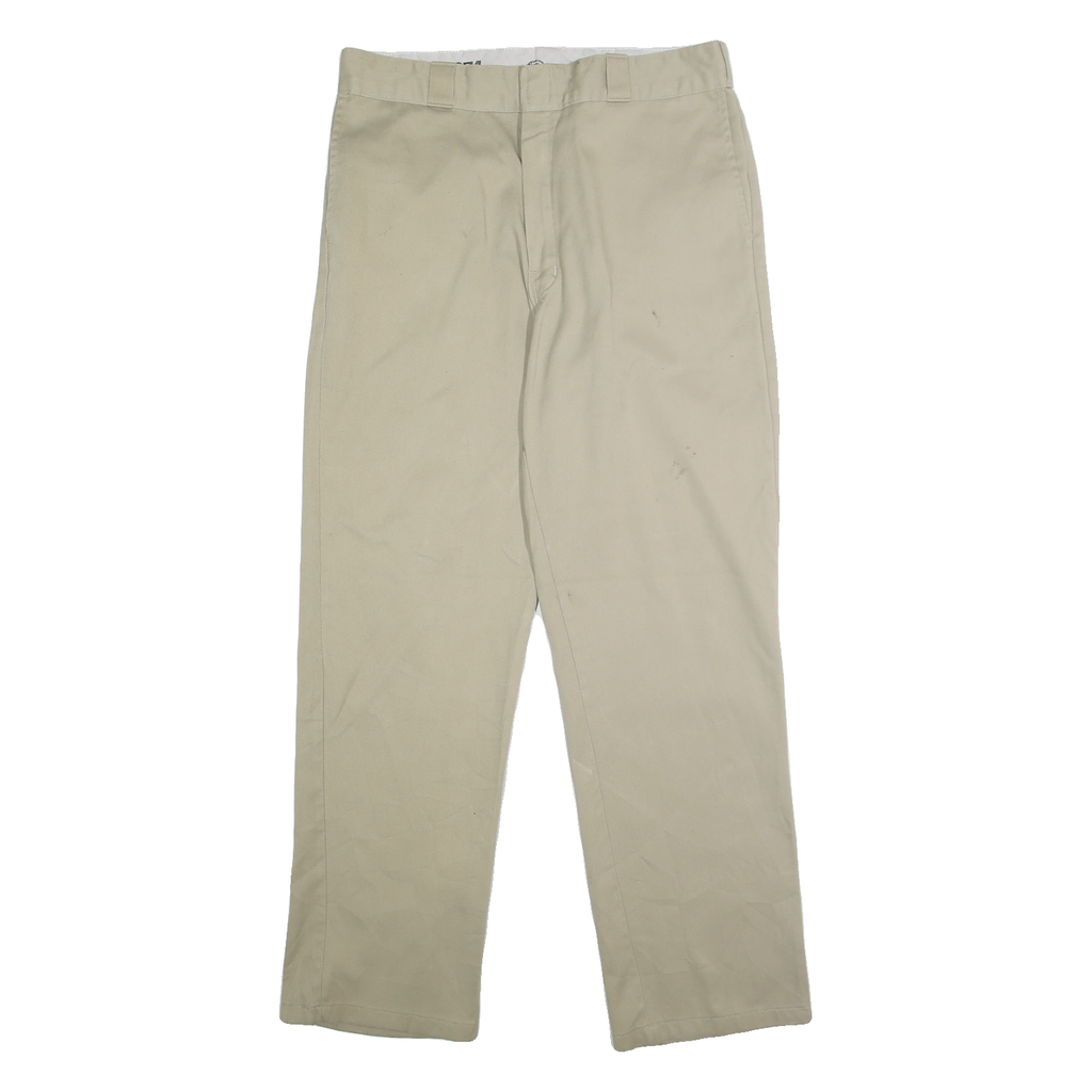 DICKIES Mens Classic Beige Trousers W36 L34 Zip Closure Plain Fit Workwear