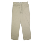 DICKIES Mens Classic Beige Trousers W36 L34 Zip Closure Plain Fit Workwear