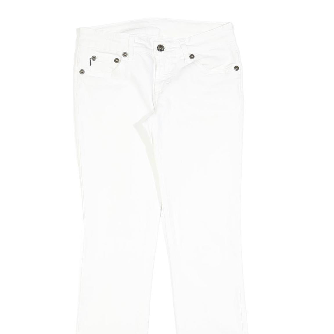 JUST CAVALLI Womens White Regular Fit Straight Denim Jeans W28 L30 Stylish Logo