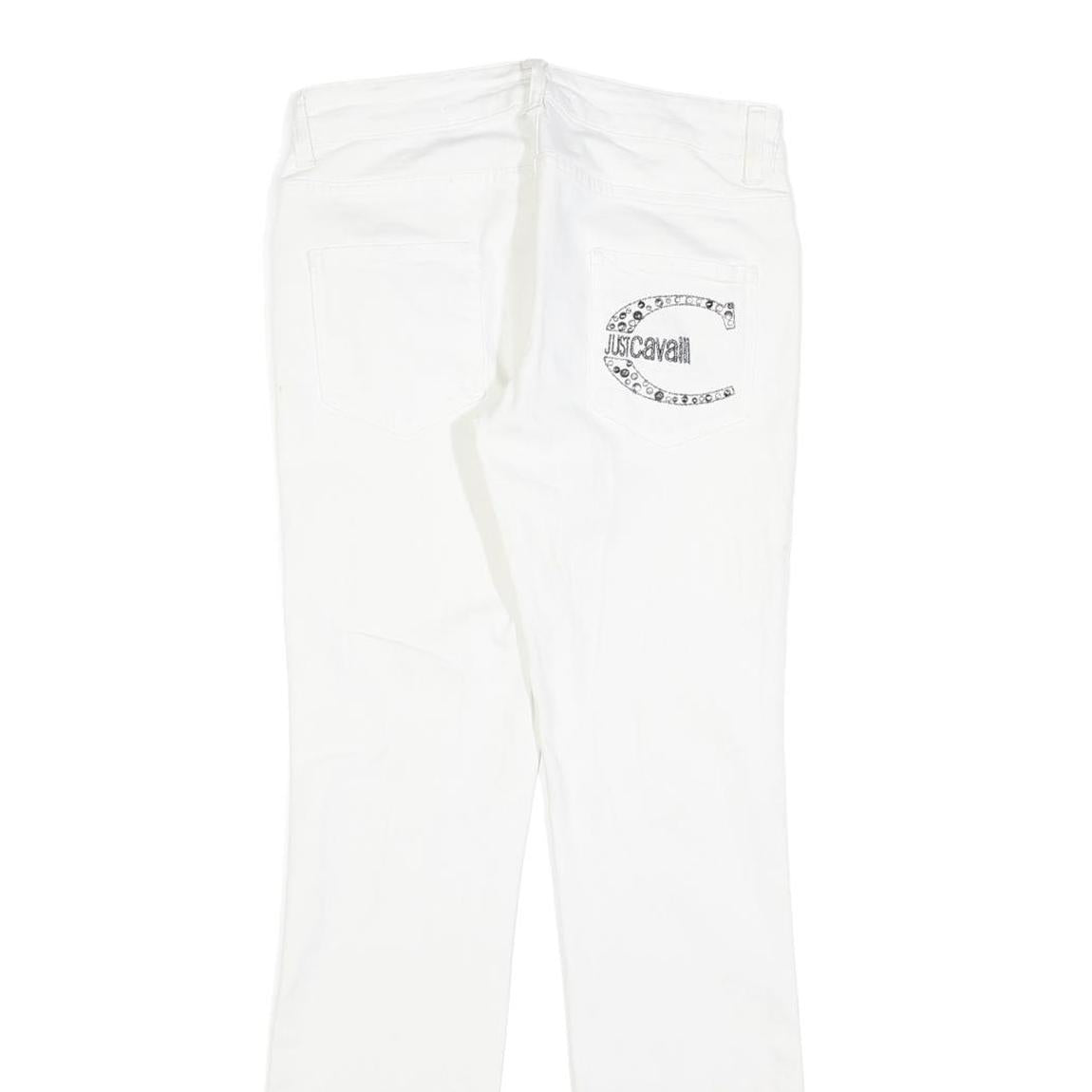 JUST CAVALLI Womens White Regular Fit Straight Denim Jeans W28 L30 Stylish Logo
