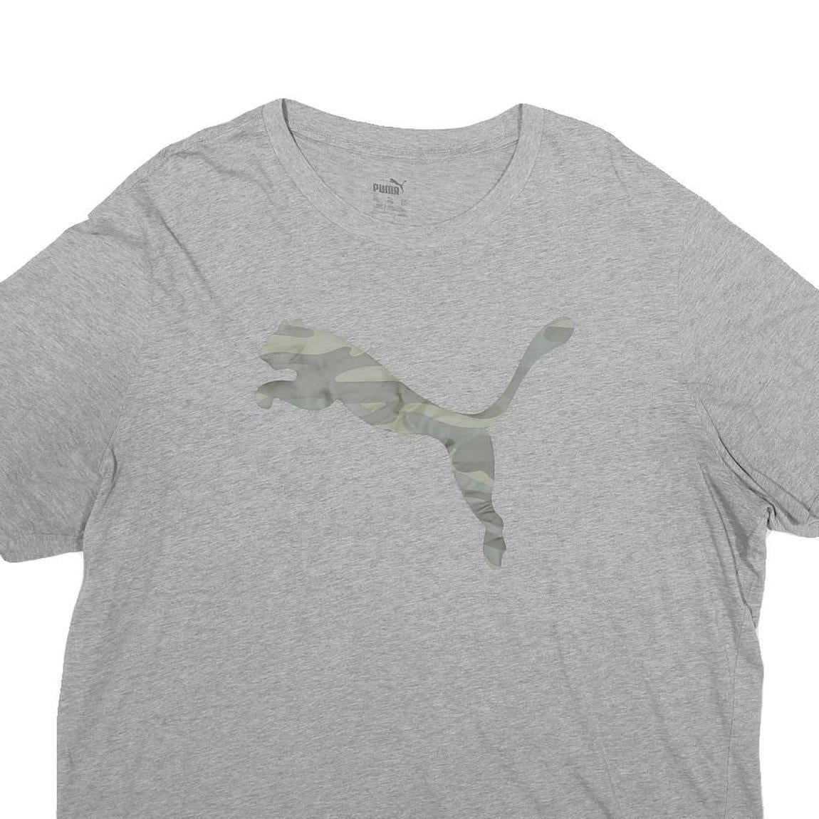 PUMA Mens Grey & Camouflage Graphic T-Shirt 2XL Short Sleeve Crew Neck Cotton