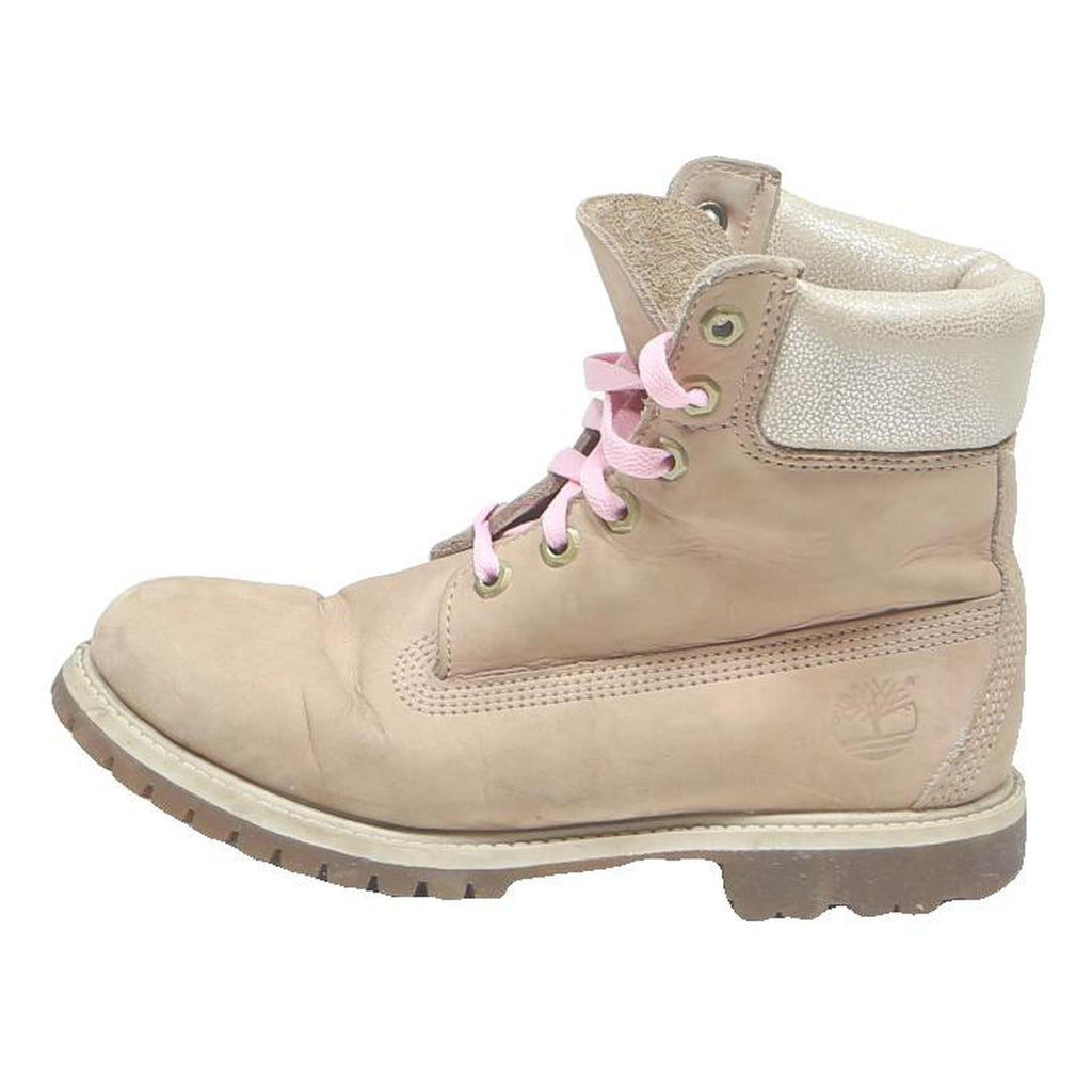 TIMBERLAND Womens Classic Boot Leather Beige UK 5 Pink Laces Durable Outdoor