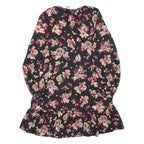 KATE SPADE Womens Black Floral Day Polyester Blend Mini Dress XS Tie Neck