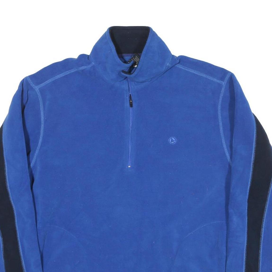 OUTDOOR Mens Blue & Black Plain Pullover Jumper Crew Neck M Polyester Outdoor