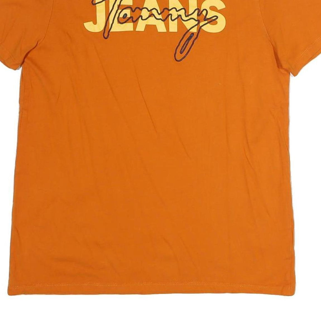 TOMMY JEANS Mens Orange Graphic T-Shirt M Short Sleeve Crew Neck Logo