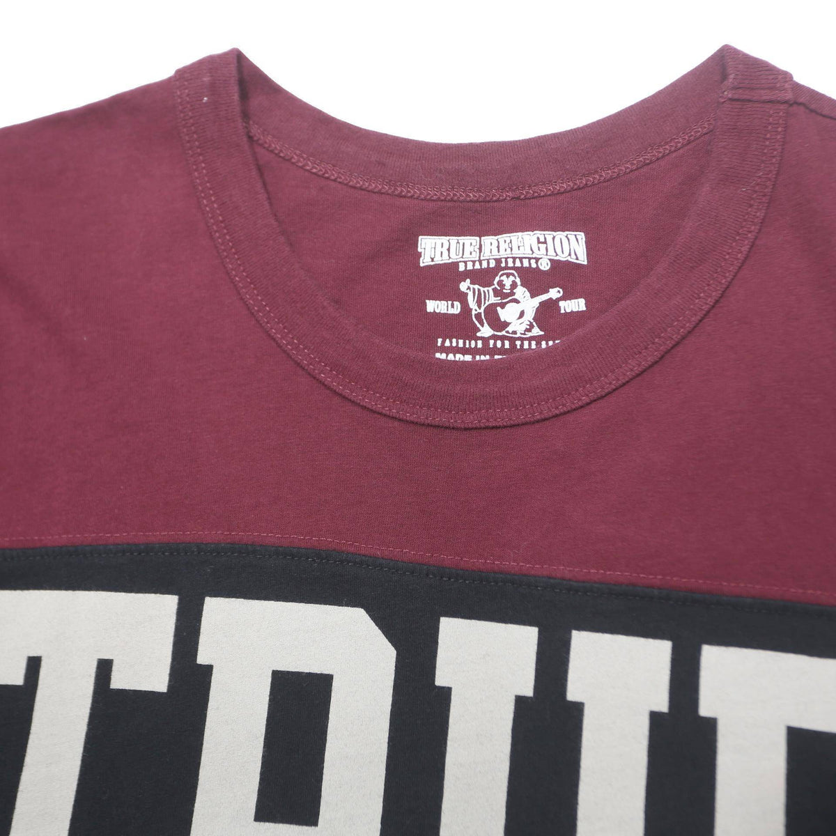 TRUE RELIGION Mens Navy & Burgundy True Graphic T-Shirt L Short Sleeve Crew Neck