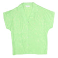 VALENTINE Womens Green Printed Blouse Short Sleeve Button Neck M Lightweight