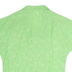 VALENTINE Womens Green Printed Blouse Short Sleeve Button Neck M Lightweight