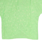 VALENTINE Womens Green Printed Blouse Short Sleeve Button Neck M Lightweight