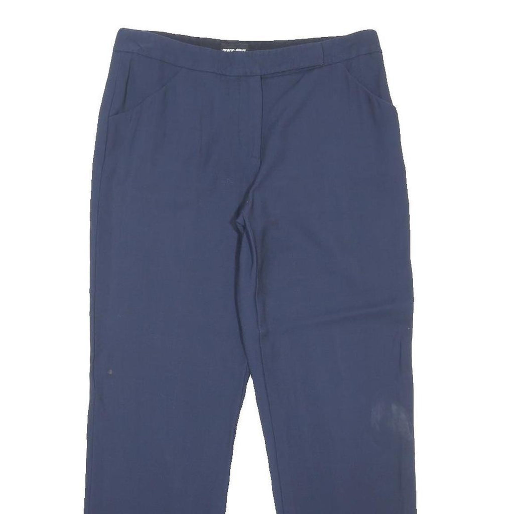 GIORGIO ARMANI Womens Wool Blend Navy Regular Fit Straight Trousers W32 L29