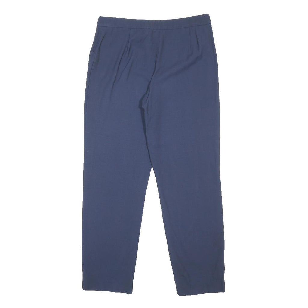 GIORGIO ARMANI Womens Wool Blend Navy Regular Fit Straight Trousers W32 L29