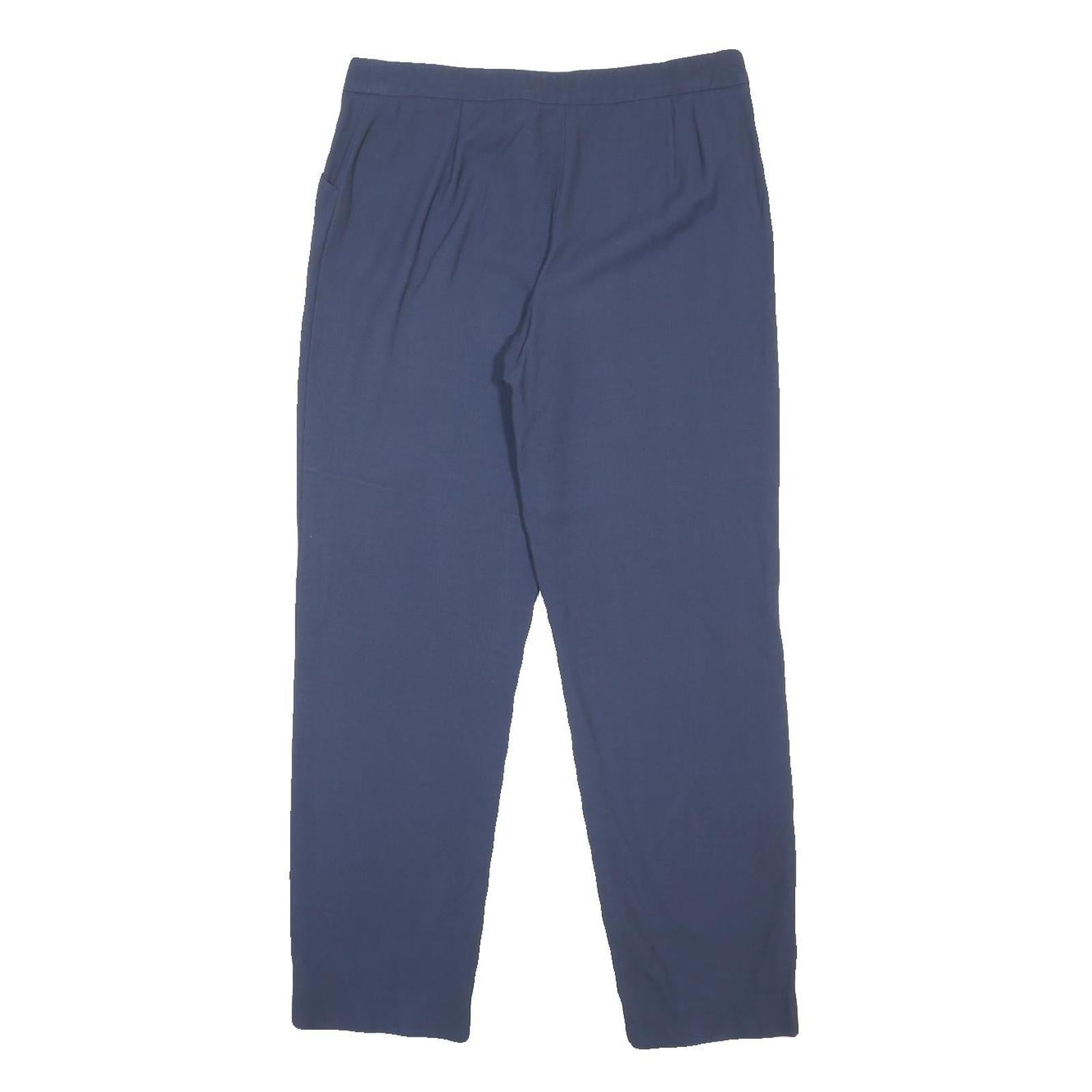 GIORGIO ARMANI Womens Wool Blend Navy Regular Fit Straight Trousers W32 L29
