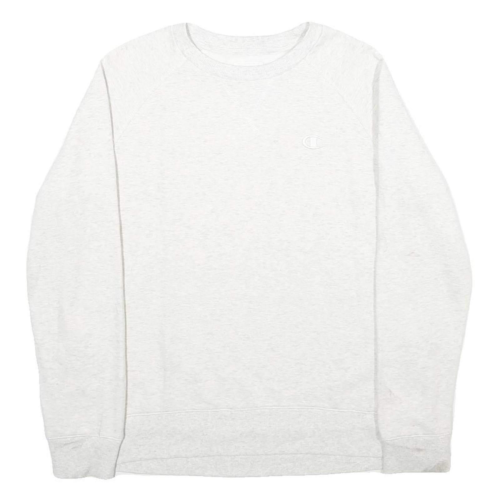 CHAMPION Mens White Crew Neck M Cotton Blend Classic Sweatshirt Pullover