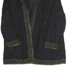 Womens Black Beaded Embellished Open Front Jacket XL Polyester Blend Evening