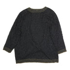 Womens Black Beaded Embellished Open Front Jacket XL Polyester Blend Evening