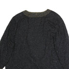 Womens Black Beaded Embellished Open Front Jacket XL Polyester Blend Evening