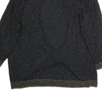 Womens Black Beaded Embellished Open Front Jacket XL Polyester Blend Evening