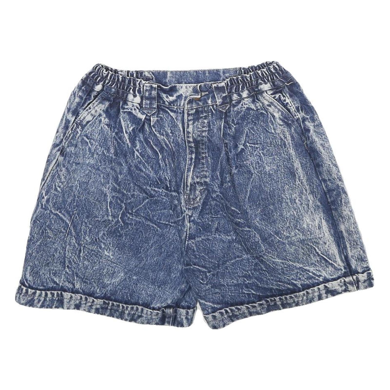 Womens Blue Casual Denim Shorts S W26 Cotton Blend Relaxed Fit Elastic Waistband