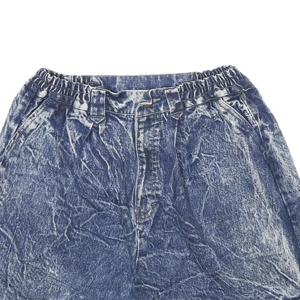 Womens Blue Casual Denim Shorts S W26 Cotton Blend Relaxed Fit Elastic Waistband