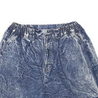 Womens Blue Casual Denim Shorts S W26 Cotton Blend Relaxed Fit Elastic Waistband