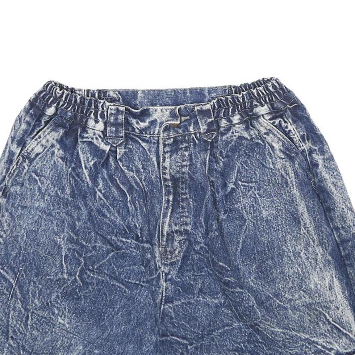 Womens Blue Casual Denim Shorts S W26 Cotton Blend Relaxed Fit Elastic Waistband