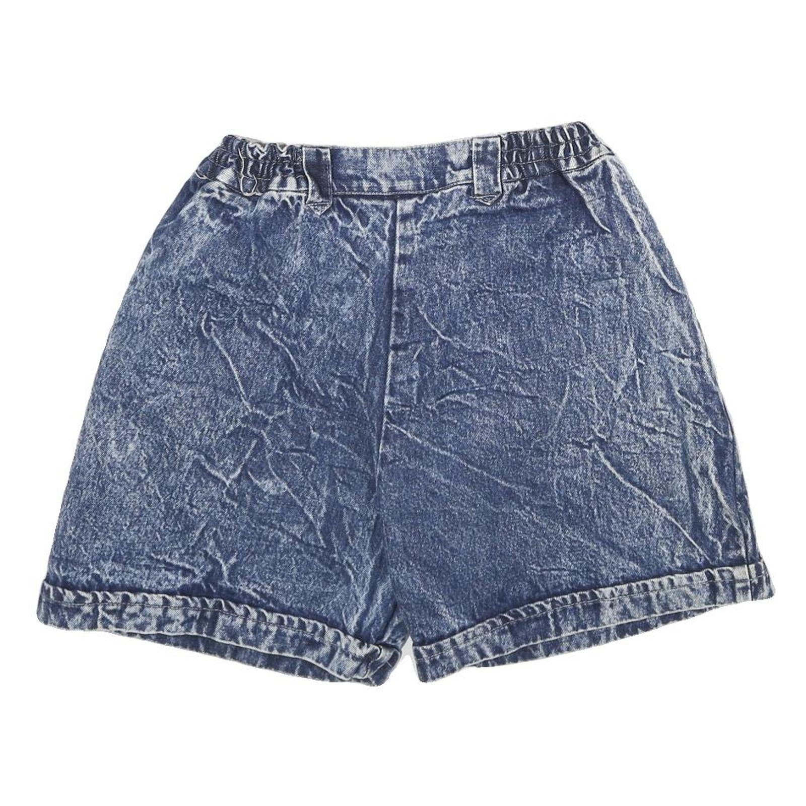 Womens Blue Casual Denim Shorts S W26 Cotton Blend Relaxed Fit Elastic Waistband