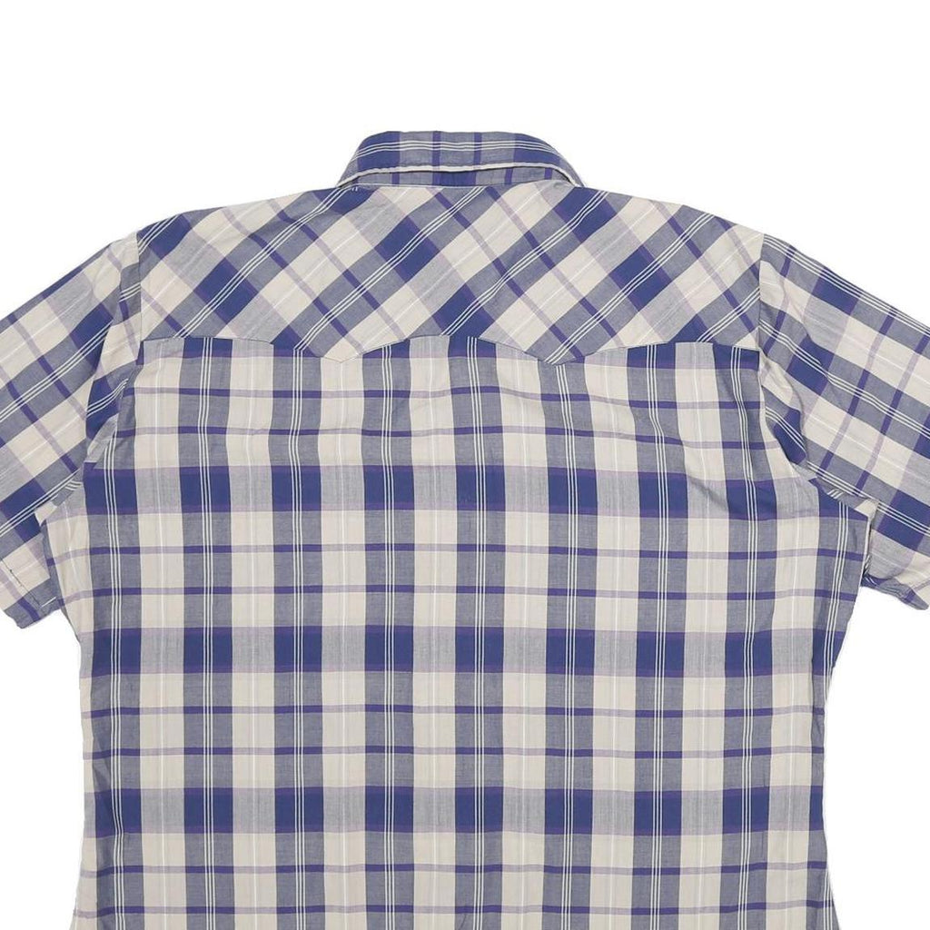 LEVI'S Mens Blue & Cream Checked Shirt L Cotton Short Sleeve Casual