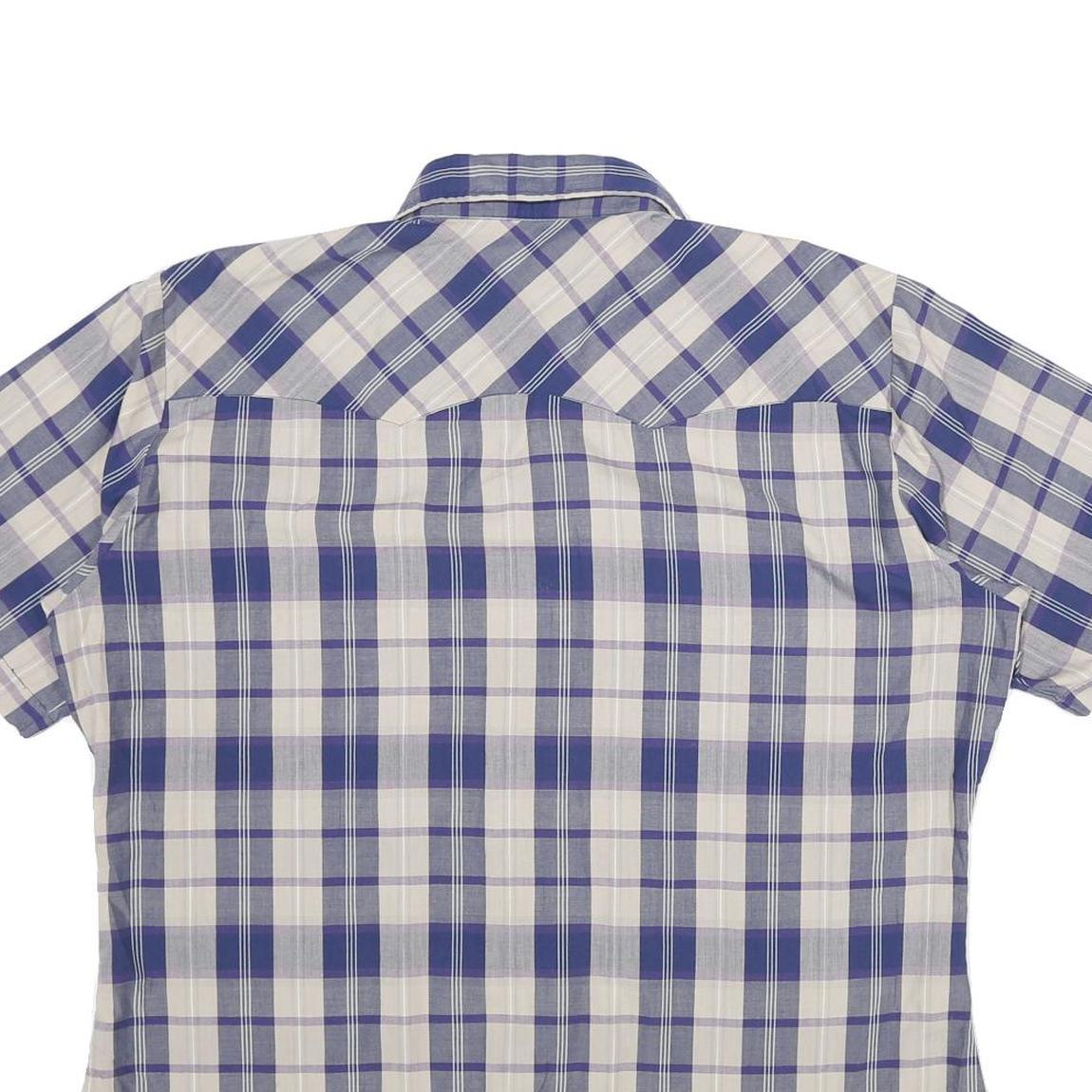 LEVI'S Mens Blue & Cream Checked Shirt L Cotton Short Sleeve Casual