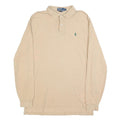 POLO RALPH LAUREN Mens Beige Long Sleeve Plain L Polo Shirt Cotton Blend Classic