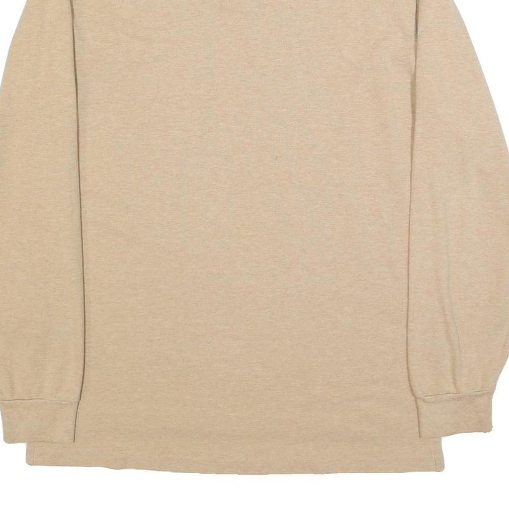 POLO RALPH LAUREN Mens Beige Long Sleeve Plain L Polo Shirt Cotton Blend Classic
