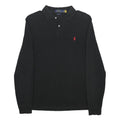 POLO RALPH LAUREN Mens Black Long Sleeve Plain M Cotton Polo Shirt Classic Style