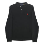 POLO RALPH LAUREN Mens Black Long Sleeve Plain M Cotton Polo Shirt Classic Style