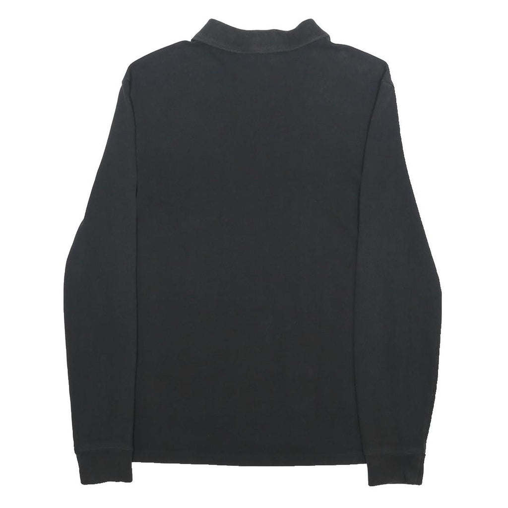 POLO RALPH LAUREN Mens Black Long Sleeve Plain M Cotton Polo Shirt Classic Style
