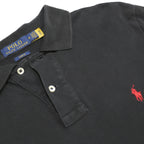 POLO RALPH LAUREN Mens Black Long Sleeve Plain M Cotton Polo Shirt Classic Style