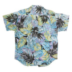 Womens Blue & Green Purple Pattern Shirt M Cotton Relaxed Short Sleeve Button